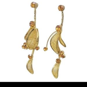 Elegant Gold Drop Earrings with Amber Accents